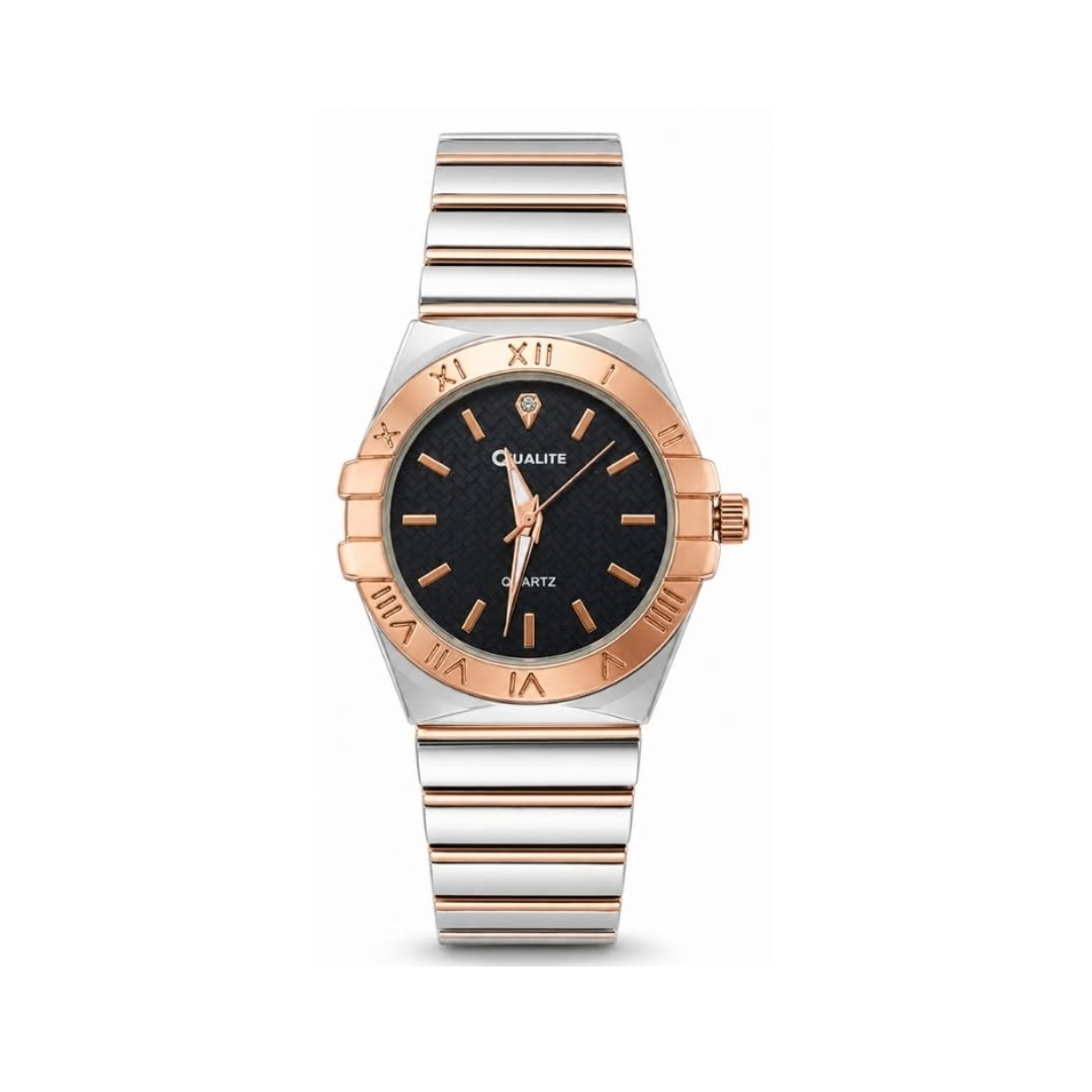 Qialite Women's Two-Tone Rose Gold & Silver Watch